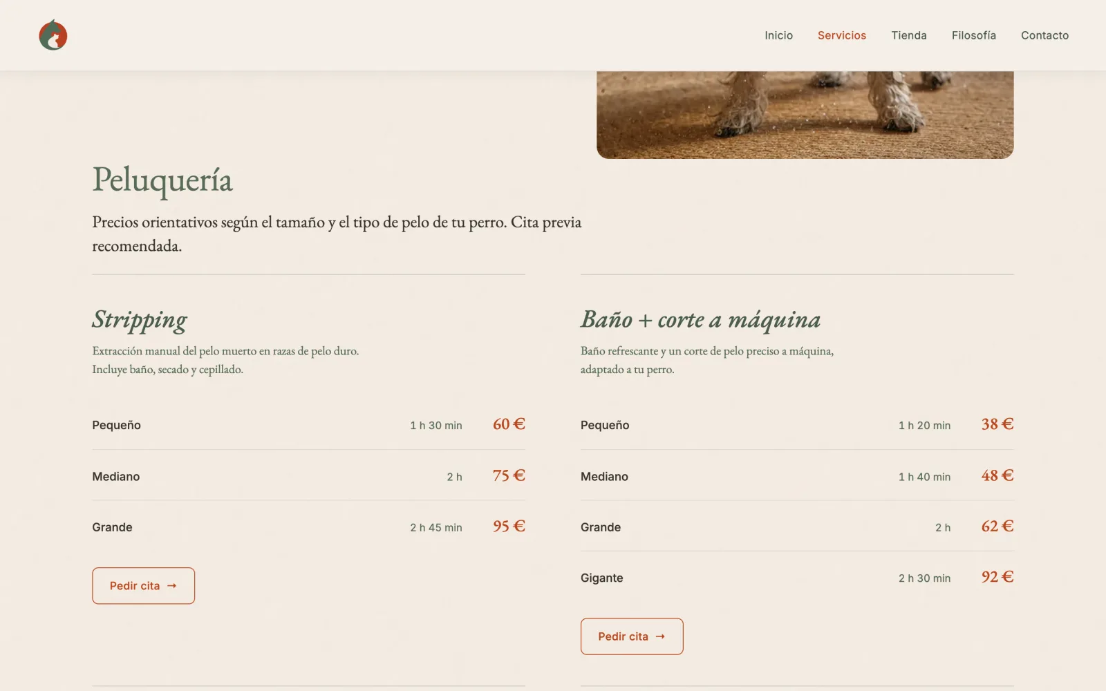 Diseño web premium para Candela Bienestar Animal — Bienestar animal · Peluquería canina · Madrid · caso de estudio LhabiaStudio Madrid
