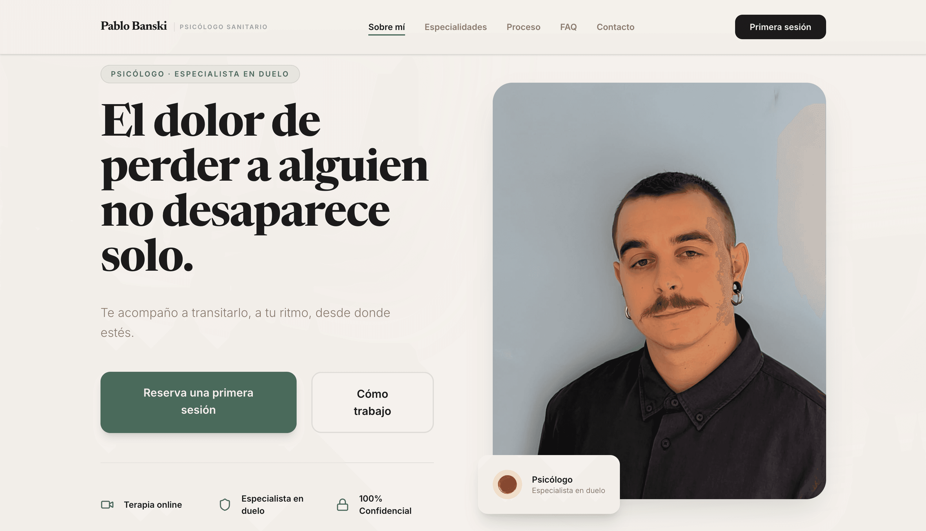 Diseño web para Pablo Banski · Psicología · Terapia online — caso de estudio LhabiaStudio Madrid