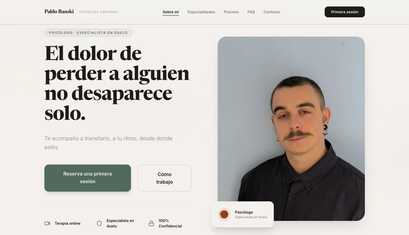 Diseño web para Pablo Banski · Psicología · Terapia online — caso de estudio LhabiaStudio Madrid